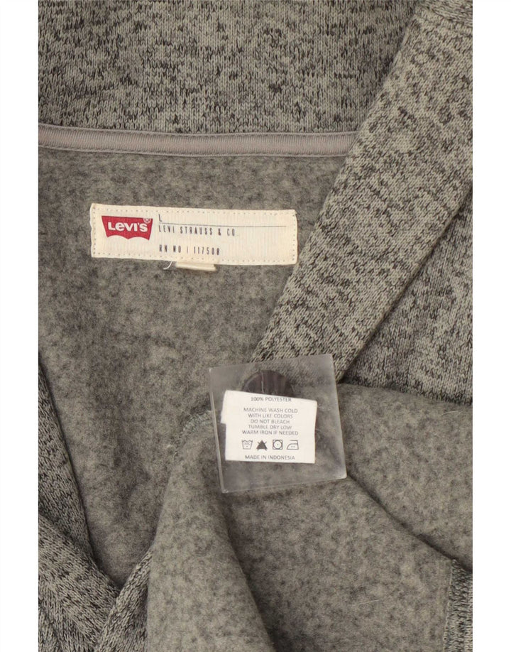 Levi's Mens Cardigan Sweater Large Grey Flecked Polyester