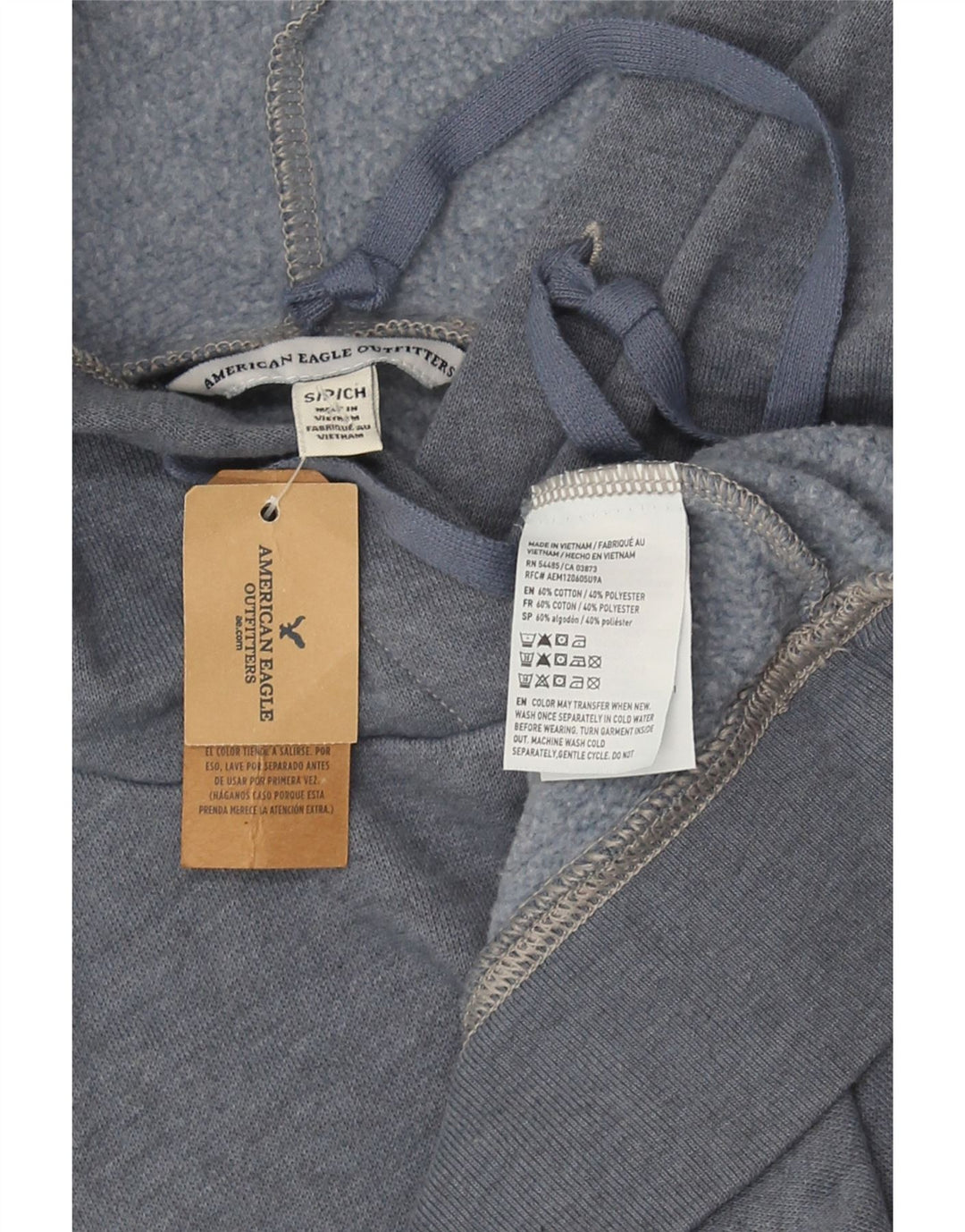 American Eagle Womens Graphic Oversized Hoodie Jumper UK 10 Small Grey