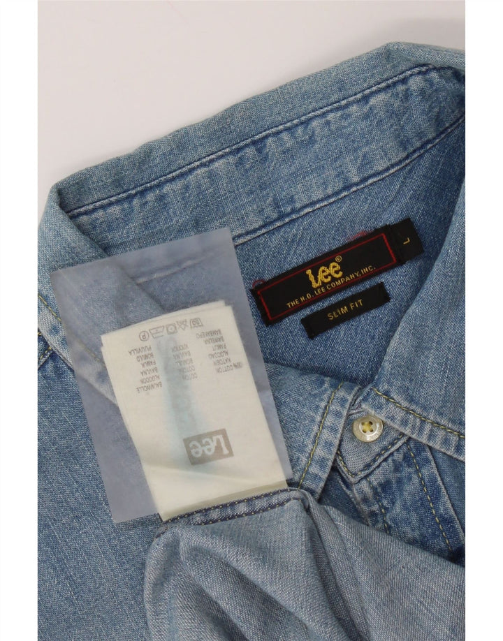 Lee Mens Slim Fit Denim Shirt Large Blue Cotton