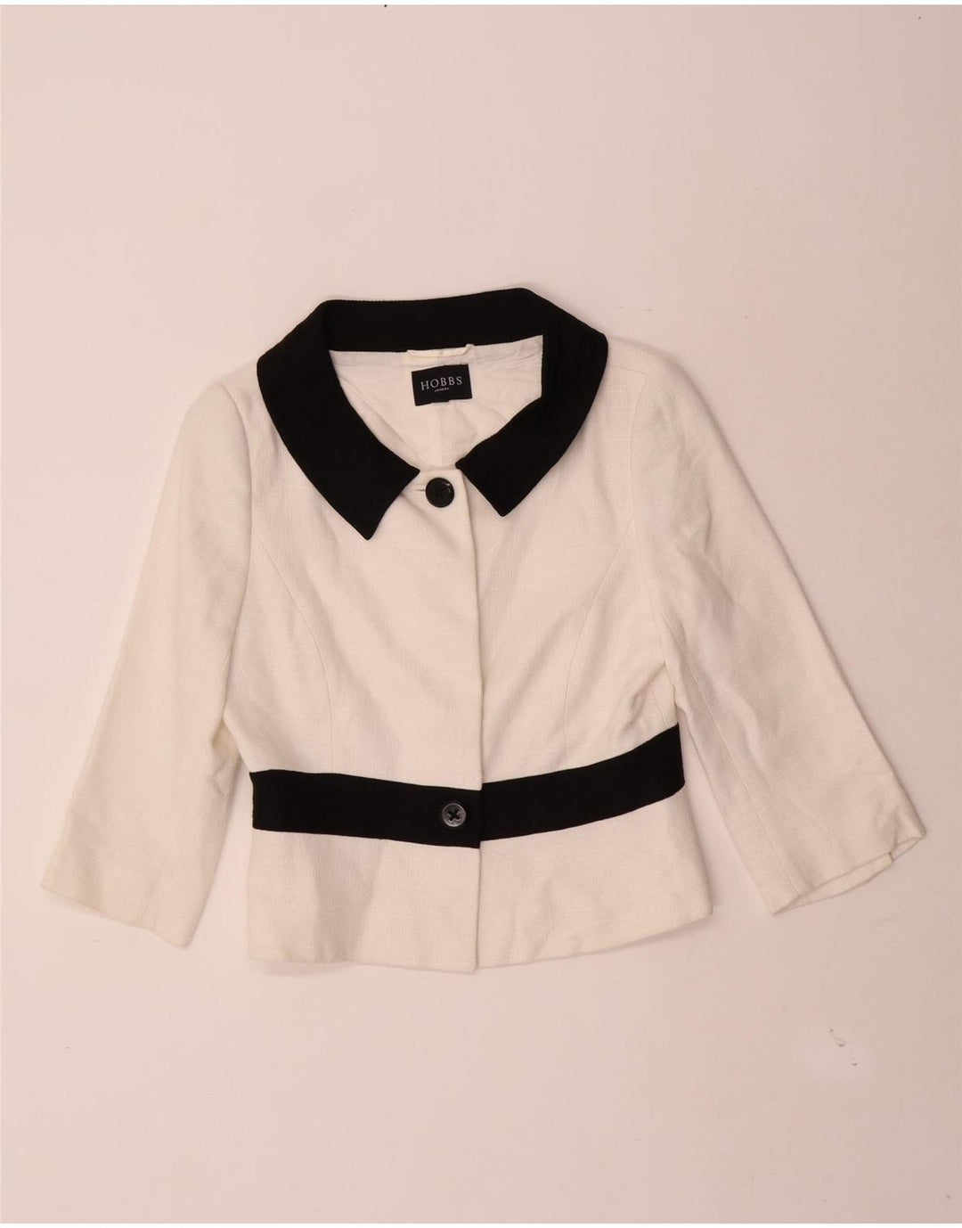 Hobbs Womens Crop 2 Button Blazer Jacket UK 10 Small White Colourblock