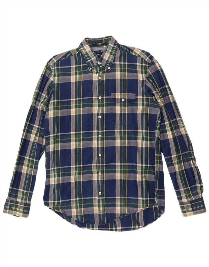 Gant Mens Regular Fit Shirt Medium Navy Blue Check Cotton