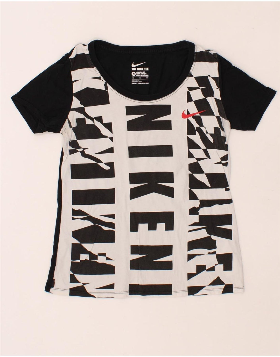 NIKE Womens Athletic Cut Graphic T-Shirt Top UK 12 Medium White Vintage Nike and Second-Hand Nike from Messina Hembry 
