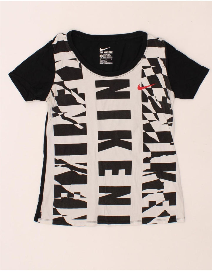 NIKE Womens Athletic Cut Graphic T-Shirt Top UK 12 Medium White Vintage Nike and Second-Hand Nike from Messina Hembry 