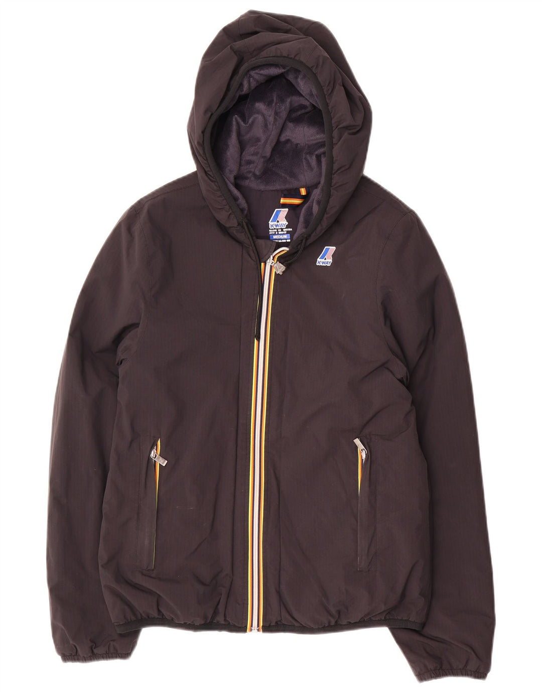 K-Way Womens Hooded Windbreaker Jacket UK 14 Medium Black Polyamide