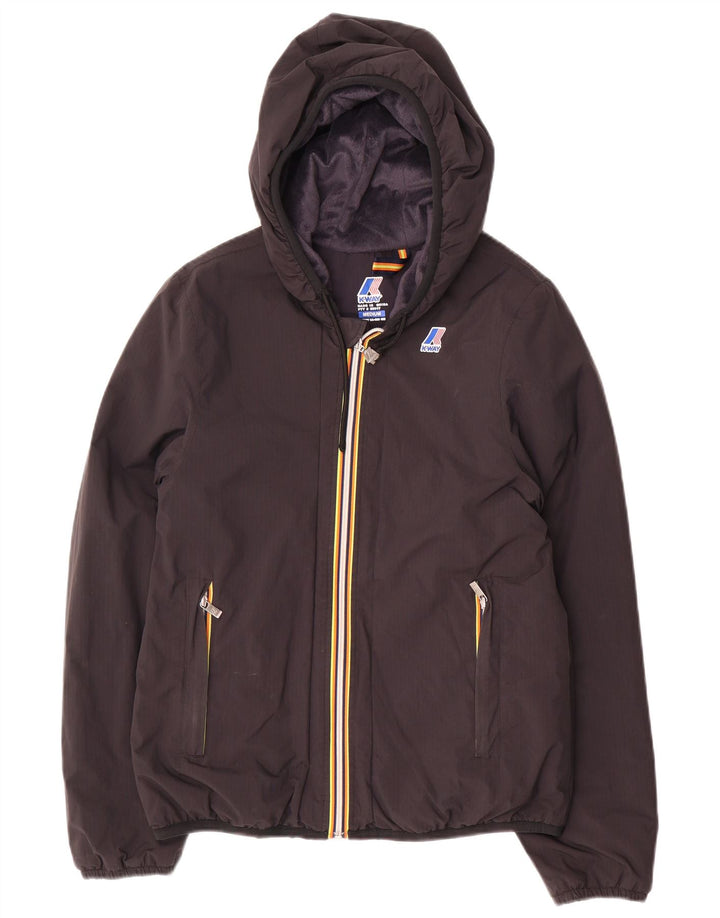 K-Way Womens Hooded Windbreaker Jacket UK 14 Medium Black Polyamide