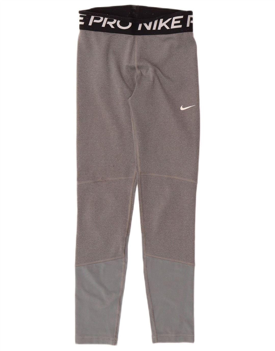 NIKE Girls Dri Fit Graphic Leggings 12-13 Years Large  Grey Colourblock