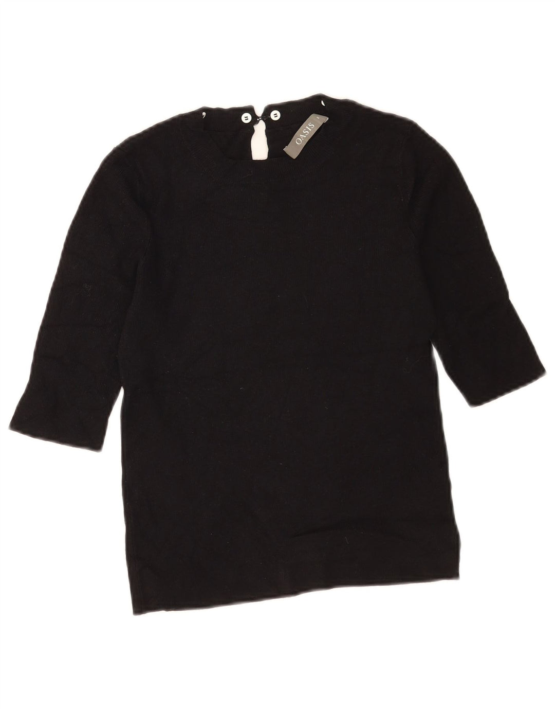 Oasis Womens Top 3/4 Sleeve UK 8 Small Black