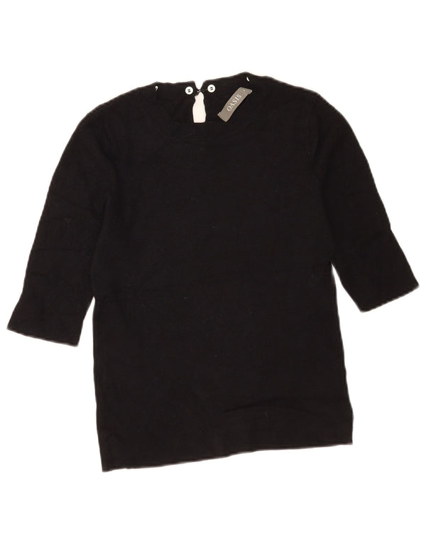 Oasis Womens Top 3/4 Sleeve UK 8 Small Black