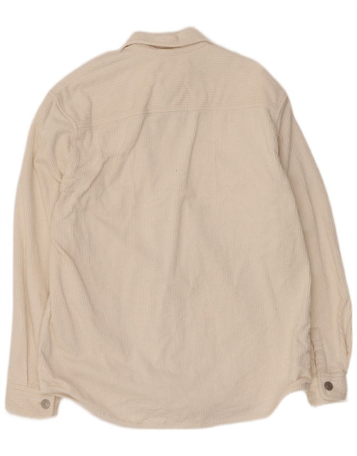 Zara Mens Corduroy Shirt Medium White Cotton