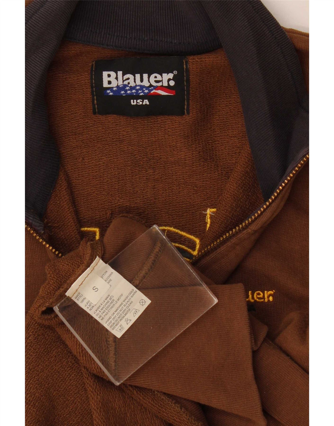 Blauer Mens Graphic Tracksuit Top Jacket Small Brown Cotton
