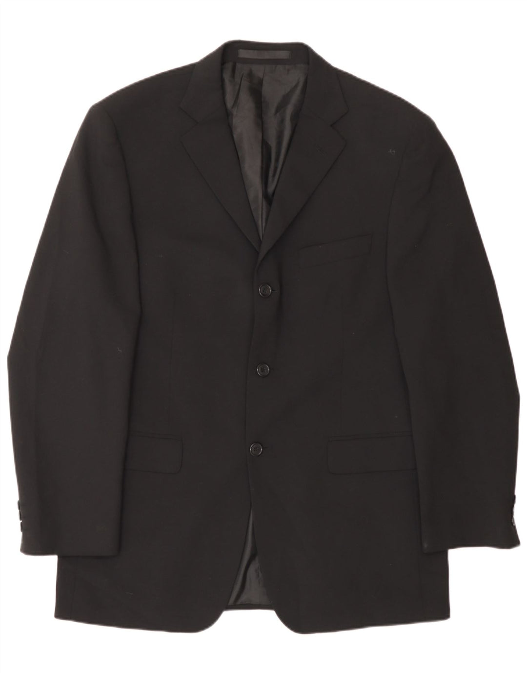 Marks & Spencer Mens 3 Button Blazer Jacket UK 40 Medium Black Polyester