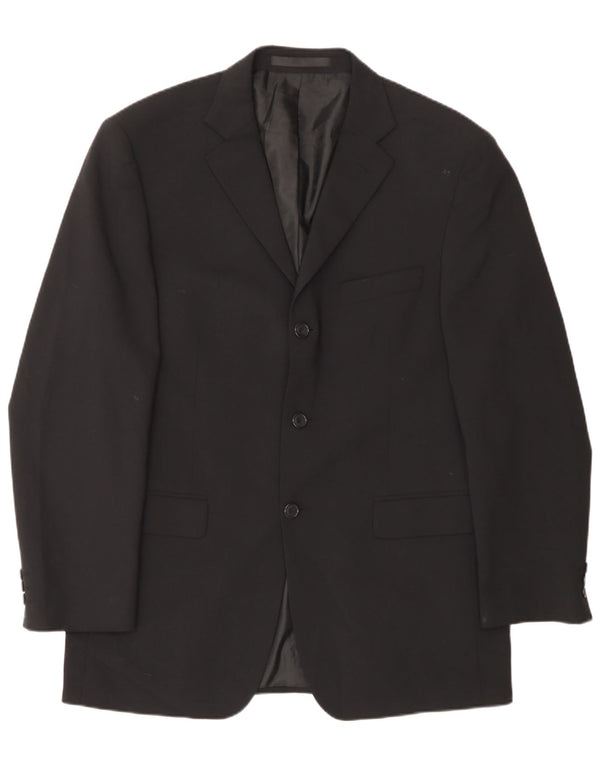 Marks & Spencer Mens 3 Button Blazer Jacket UK 40 Medium Black Polyester