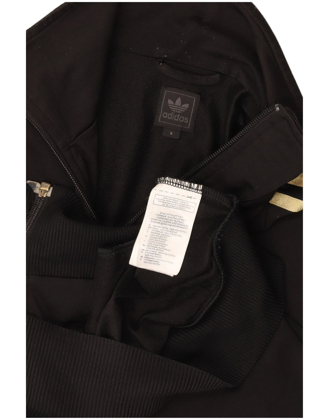 ADIDAS Mens Tracksuit Top Jacket Small Black Polyester