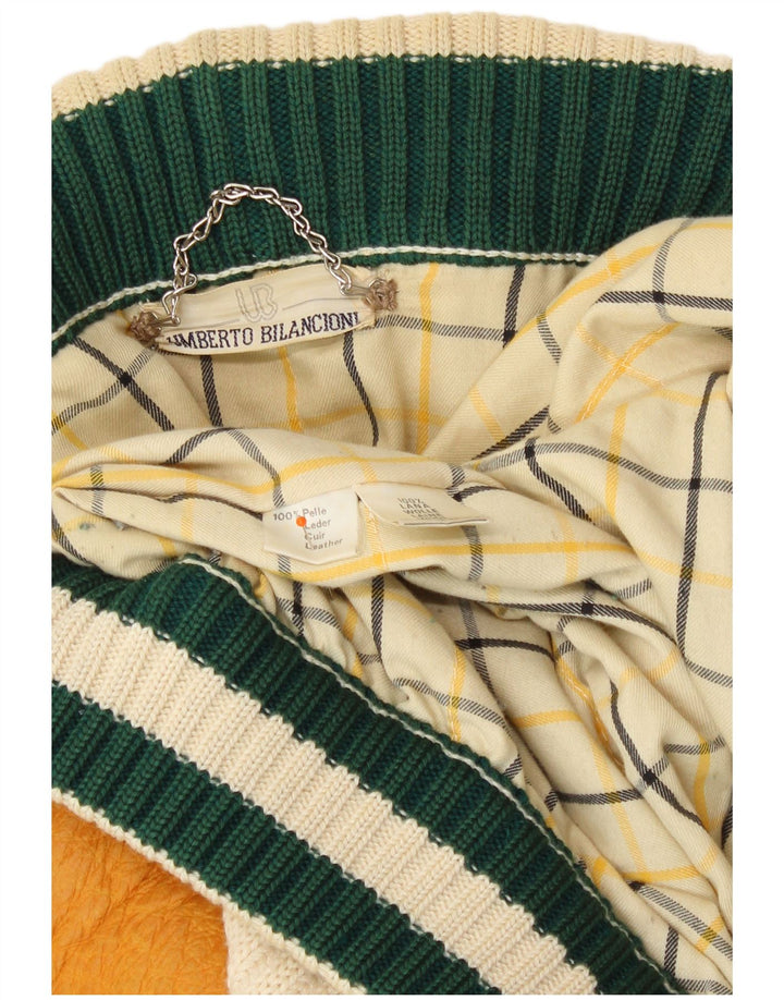 Umberto Bilancioni Mens Jacket UK 40 Large Yellow Colourblock Leather