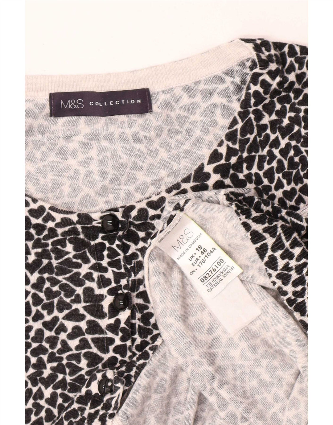 Marks & Spencer Womens Abstract Pattern Cardigan Sweater UK 18 XL Black