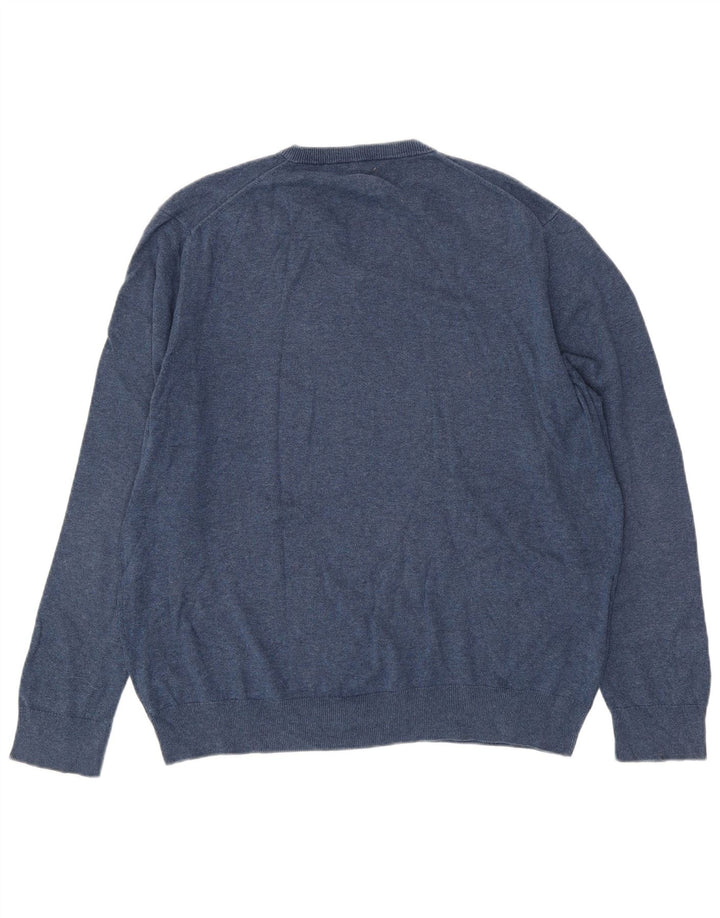 MARKS & SPENCER Mens V-Neck Jumper Sweater 2XL Blue Cotton