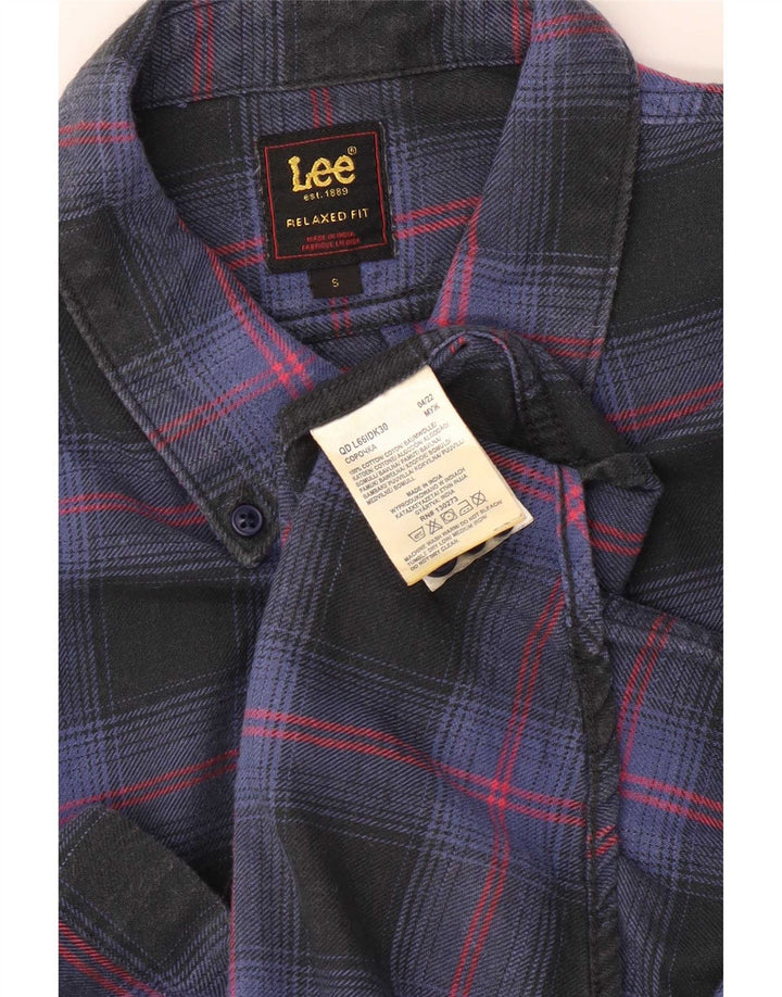 Lee Mens Relaxed Fit Flannel Shirt Small Navy Blue Check Cotton