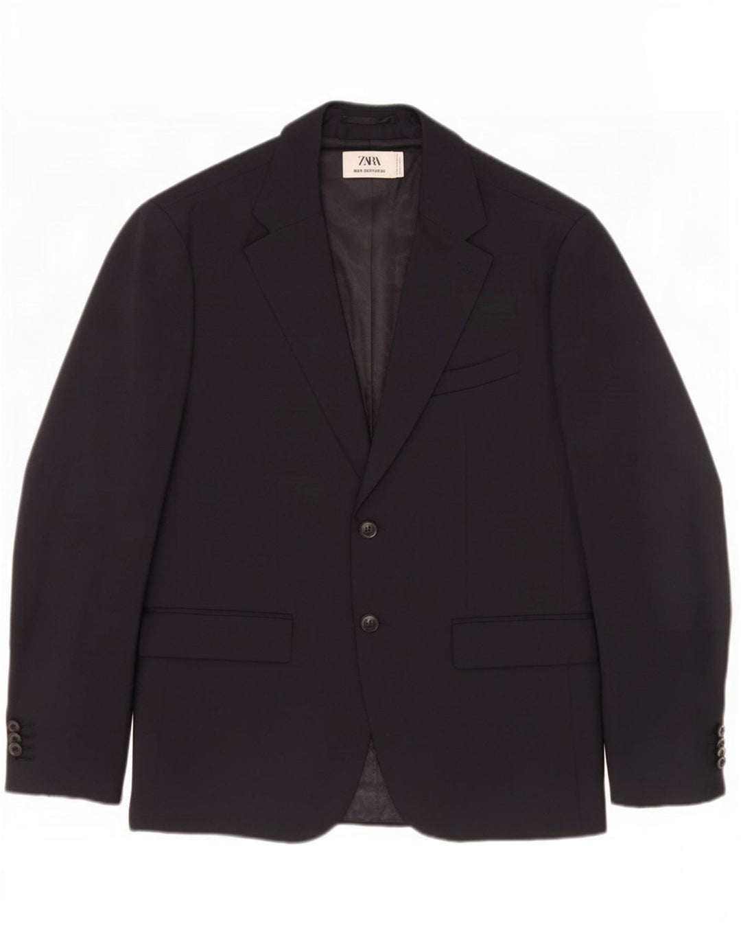 Zara Mens Sartorial 2 Button Blazer Jacket EU 50 Medium Navy Blue Polyester