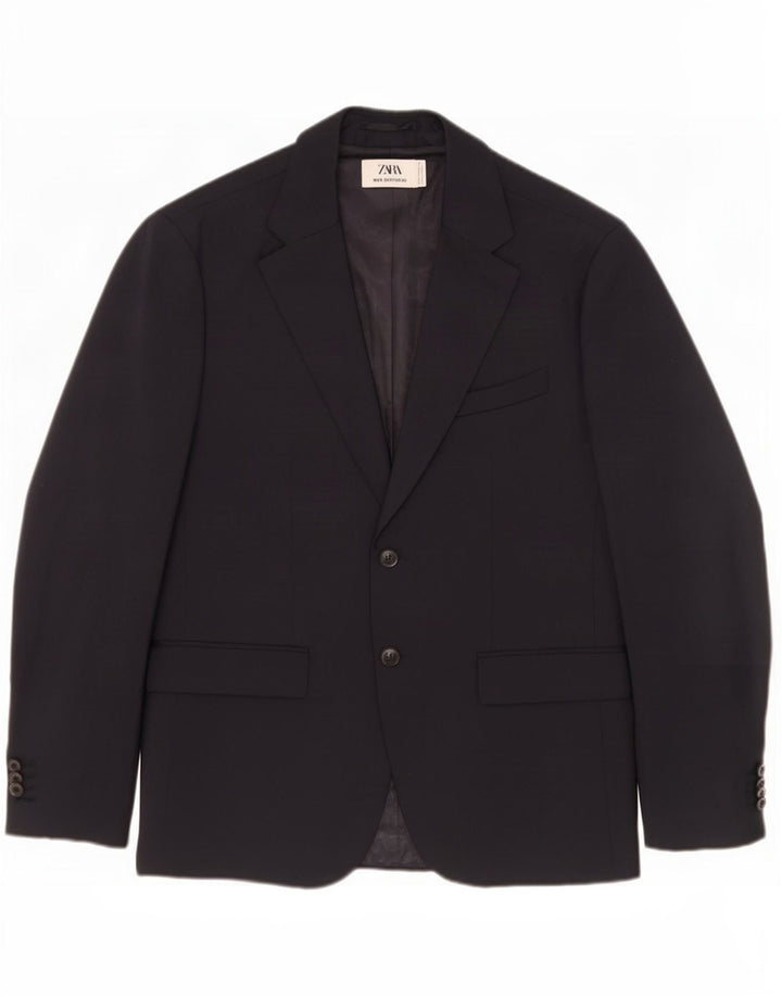 Zara Mens Sartorial 2 Button Blazer Jacket EU 50 Medium Navy Blue Polyester