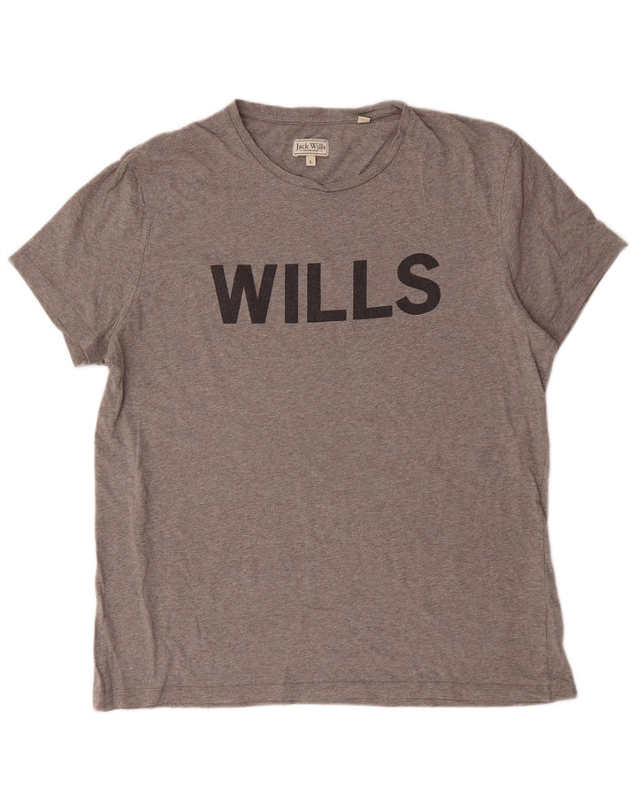 Jack Wills Mens Graphic T-Shirt Top Large Grey Cotton
