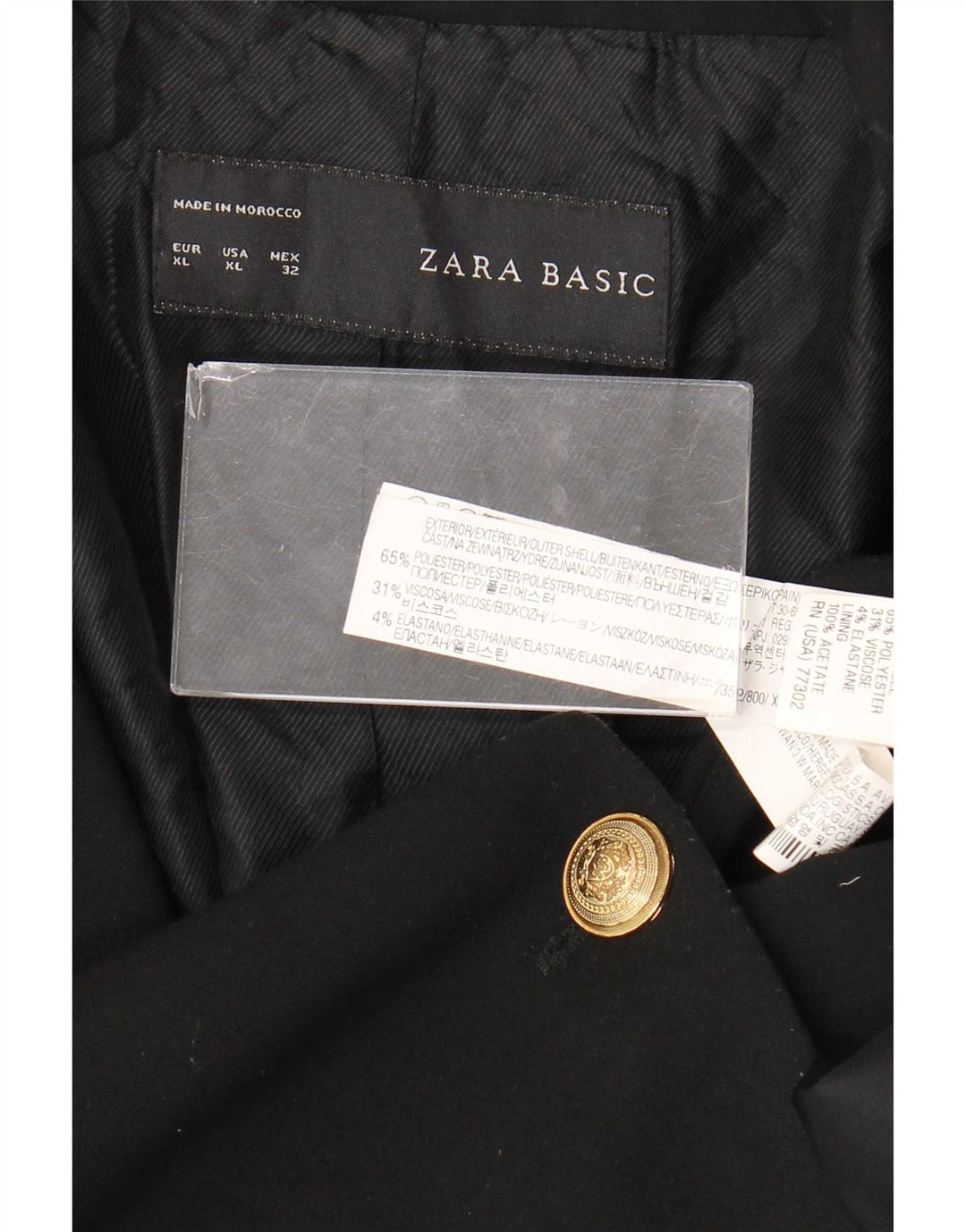 Zara Womens 1 Button Blazer Jacket UK 18 XL Black Polyester