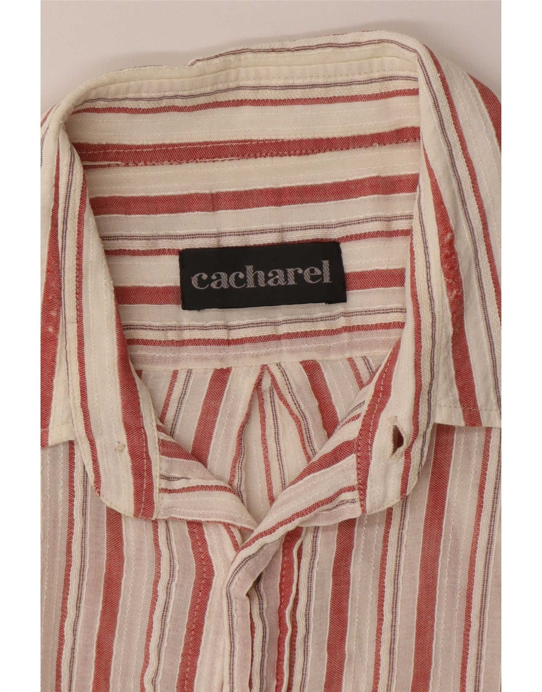 Cacharel Mens Short Sleeve Shirt Large White Striped