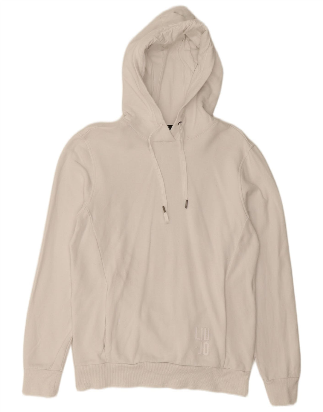 LIU JO Mens Graphic Hoodie Jumper Medium White Cotton