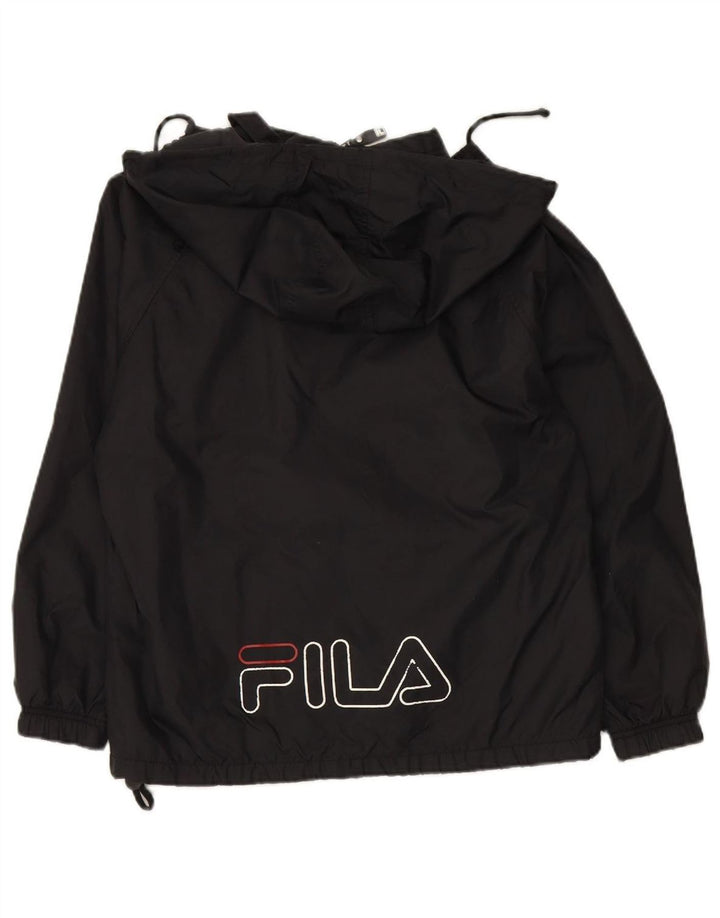 FILA Boys Oversized Graphic Hooded Rain Jacket 11-12 Years Large  Black