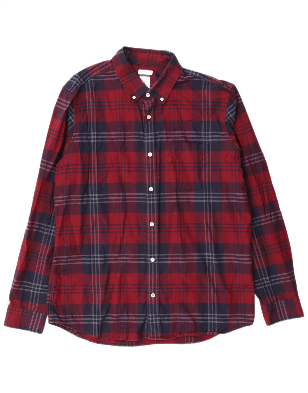 Gap Mens Standard Standard Fit Flannel Shirt Large Red Check Cotton