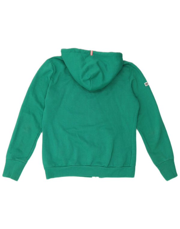Superdry Womens Zip Hoodie Sweater UK 14 Medium Green Cotton