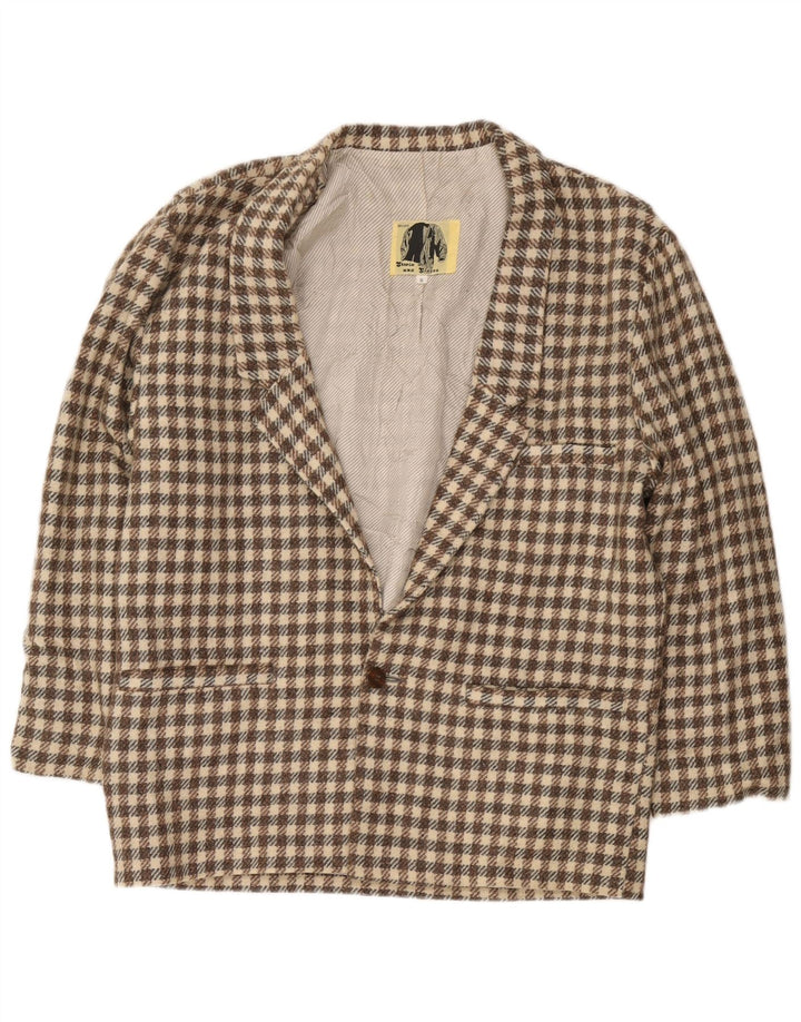 Moda Dossier Mens 1 Button Blazer Jacket UK 36 Small Brown Check