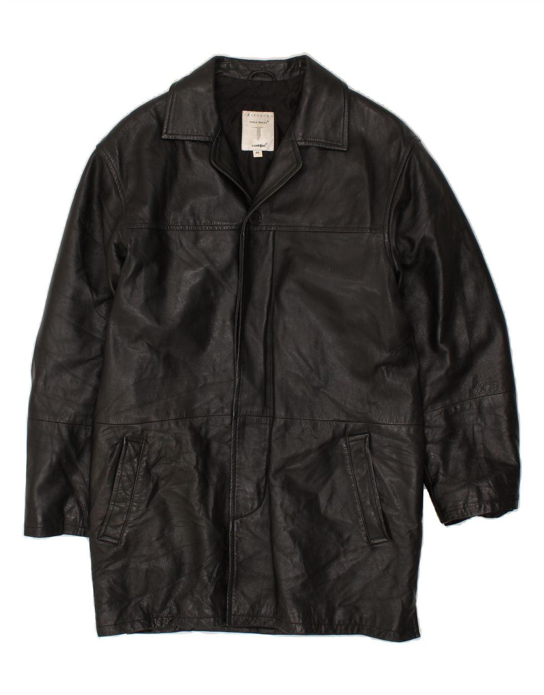 CONBIPEL Mens Leather Coat IT 46 Small Black Leather