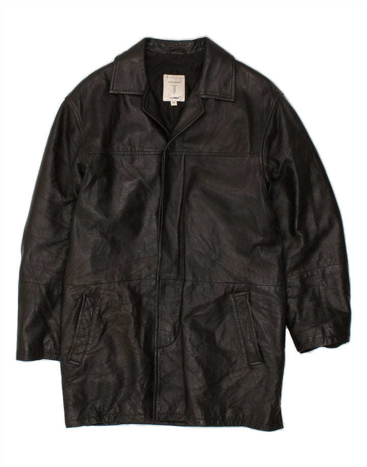 CONBIPEL Mens Leather Coat IT 46 Small Black Leather