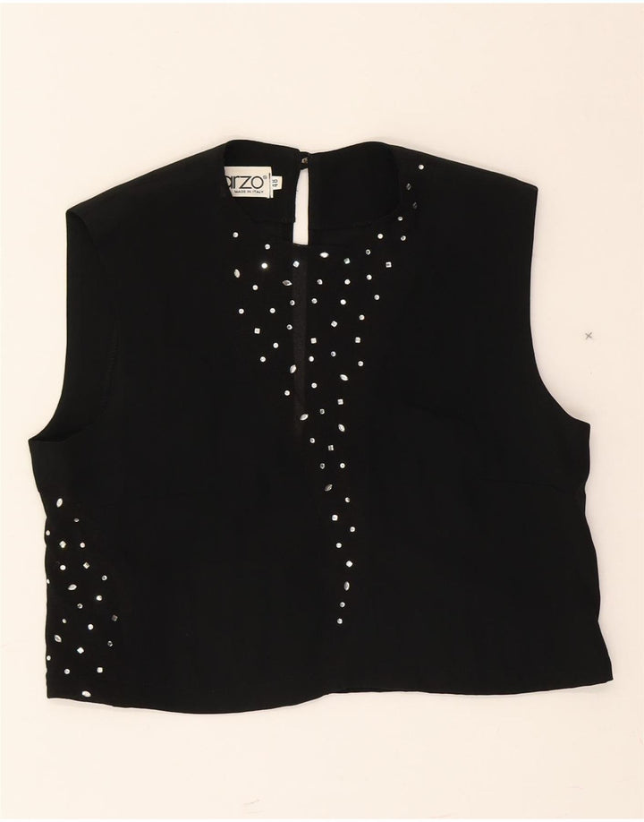 SFARZO Womens Sleeveless Crop Top IT 48 XL Black Spotted Vintage Sfarzo and Second-Hand Sfarzo from Messina Hembry 
