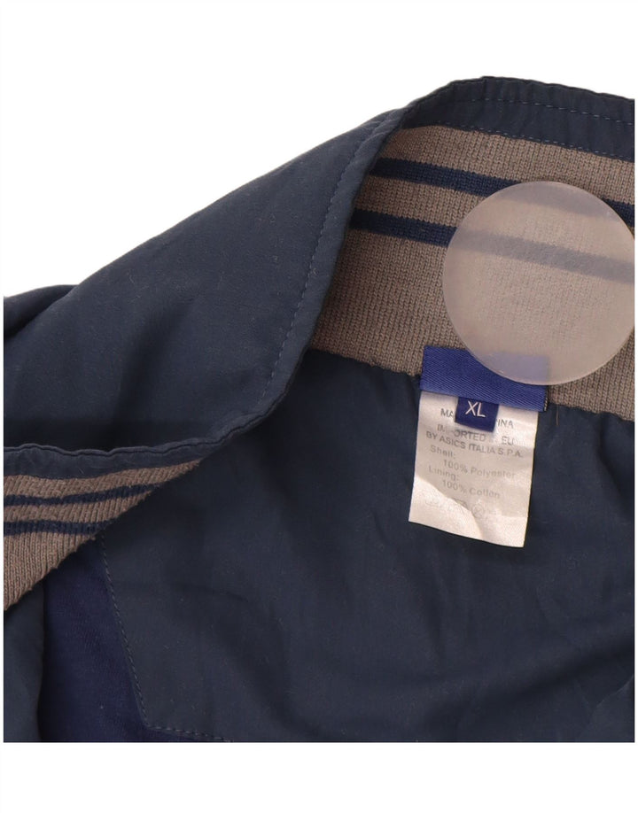 ASICS Mens Tracksuit Top Jacket XL Navy Blue Colourblock Polyester