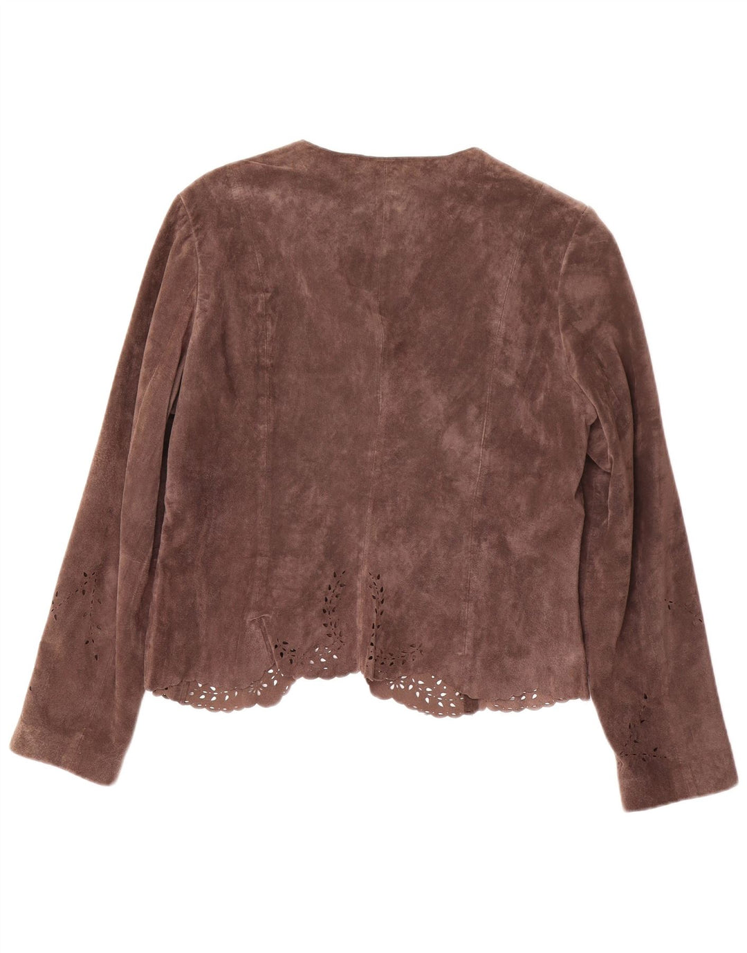 MONSOON Womens Open Suede Blazer Jacket UK 16 Large Brown Leather