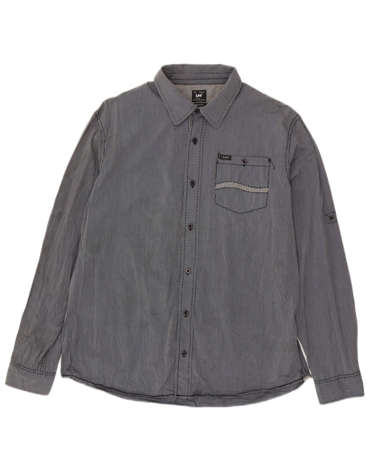 Lee Mens Regular Fit Shirt XL Blue Pinstripe Cotton