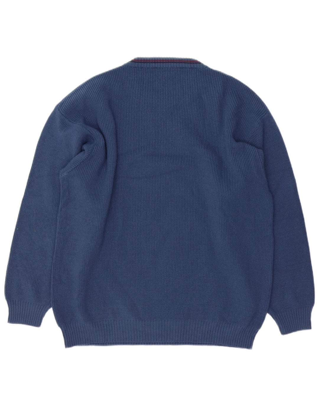 VINTAGE Mens Graphic Crew Neck Jumper Sweater XL Blue Wool