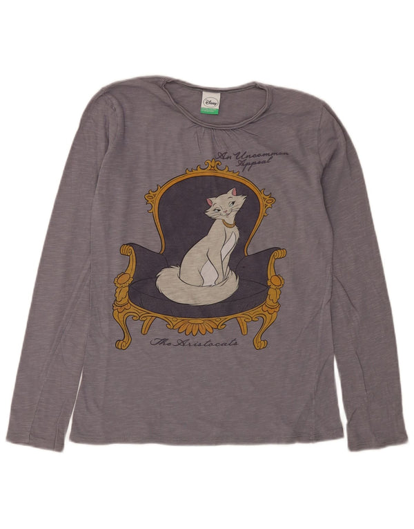 BENETTON Girls Disney Graphic Top Long Sleeve 13-14 Years Grey Flecked
