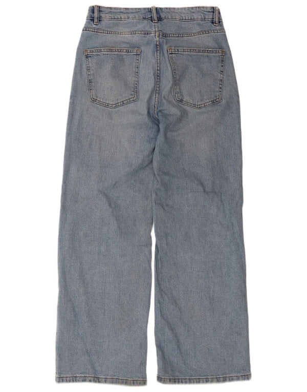 Marks & Spencer Womens Wide Leg Jeans UK 10 Small W30 L28 Blue Cotton