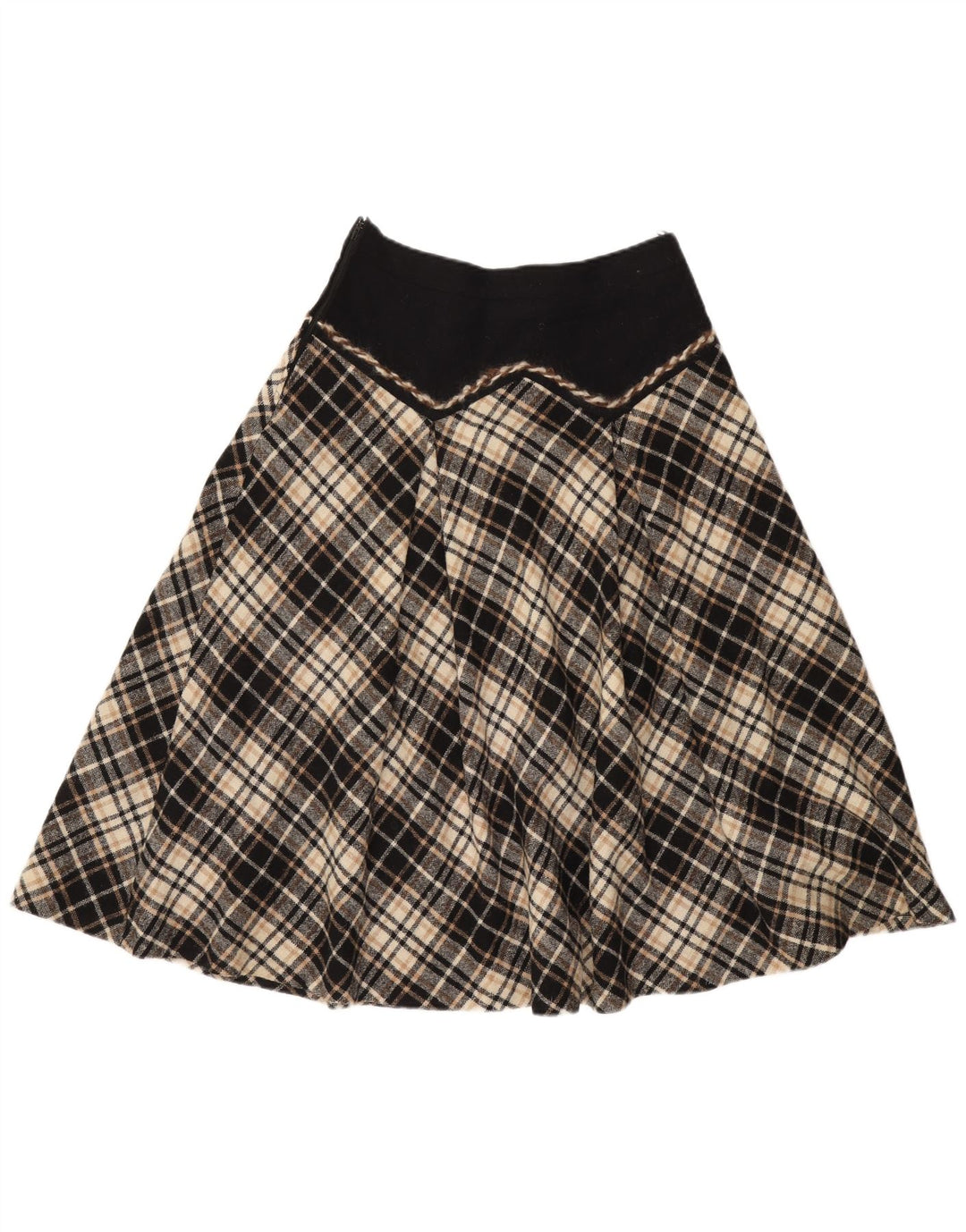 Vintage Womens A-Line Skirt W28 Medium Black Check Wool