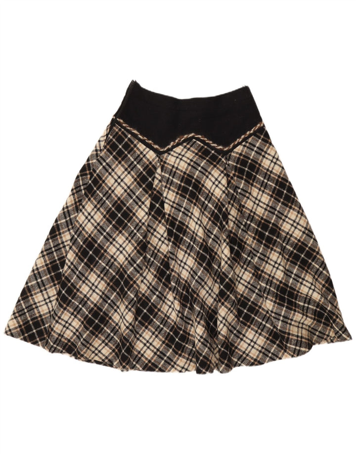 Vintage Womens A-Line Skirt W28 Medium Black Check Wool
