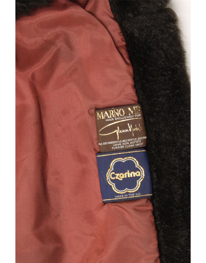 CZARINA Womens Faux Fur Overcoat UK 12 Medium Black Modacryl