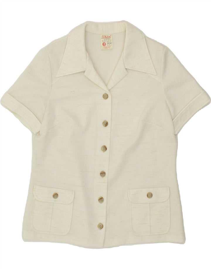 ST MICHAEL Womens 6 Button Short Sleeve Blazer Jacket UK 18 XL Off White Vintage St Michael and Second-Hand St Michael from Messina Hembry 