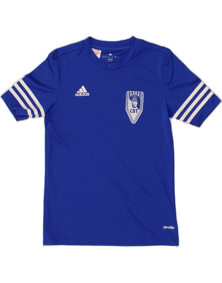 ADIDAS Boys Climalite T-Shirt Top 11-12 Years Large  Blue Polyester Vintage Adidas and Second-Hand Adidas from Messina Hembry 