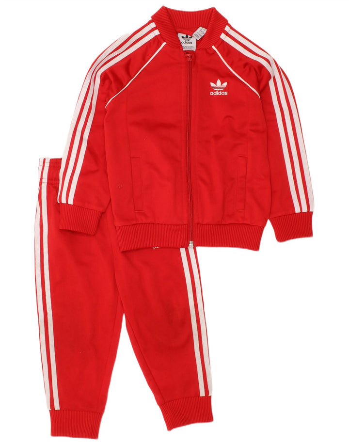 ADIDAS Baby Girls Tracksuit Trousers 18-24 Months  Red Polyester