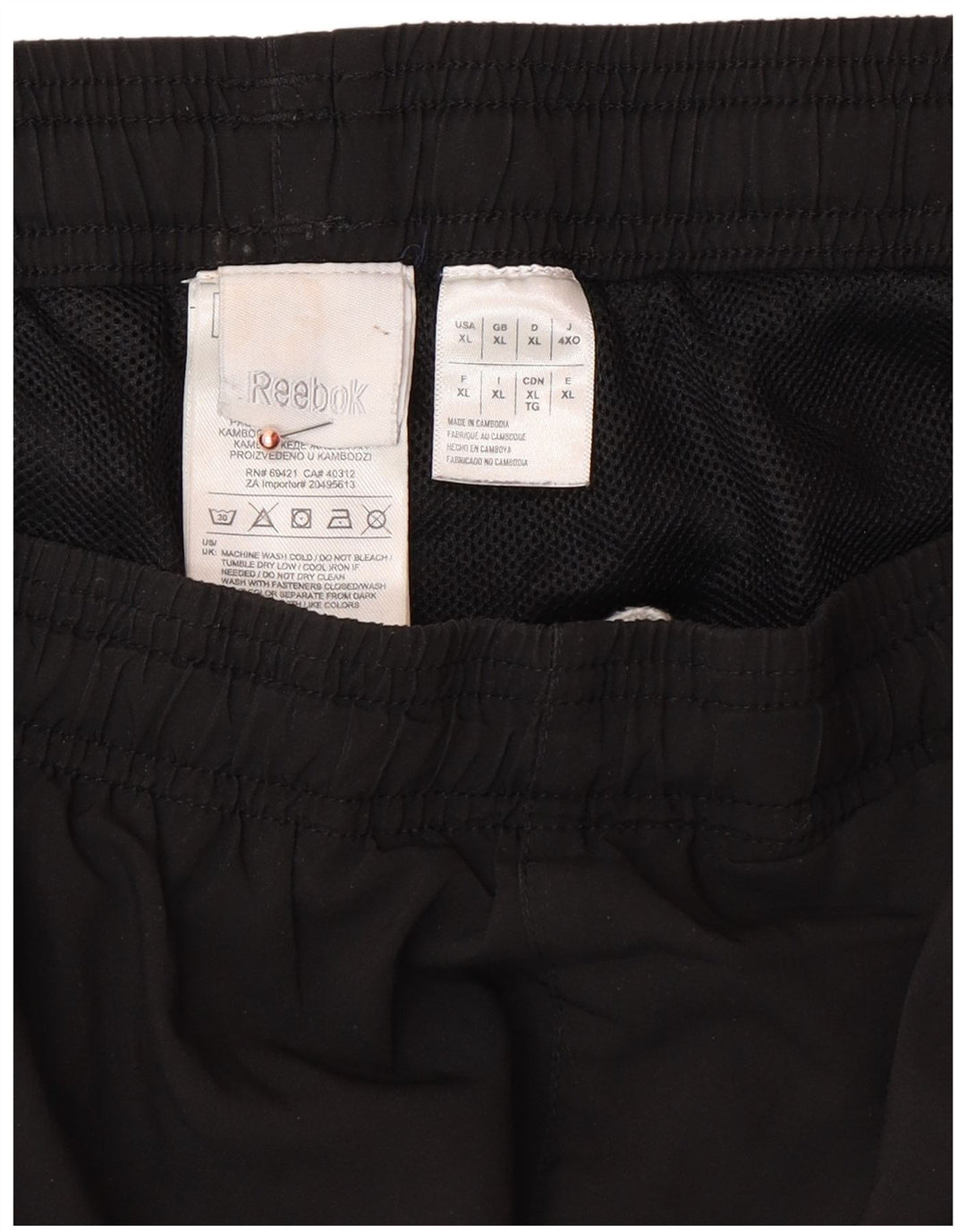 REEBOK Mens Tracksuit Trousers XL Black Polyester