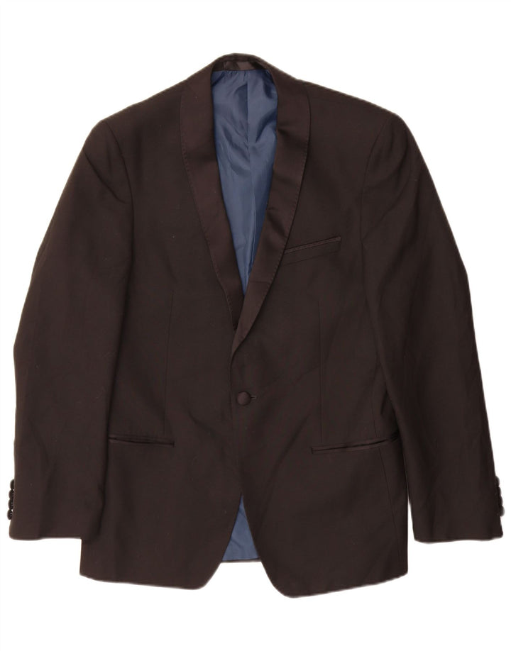 Marks & Spencer Mens 1 Button Blazer Jacket UK 38 Medium Black Polyester