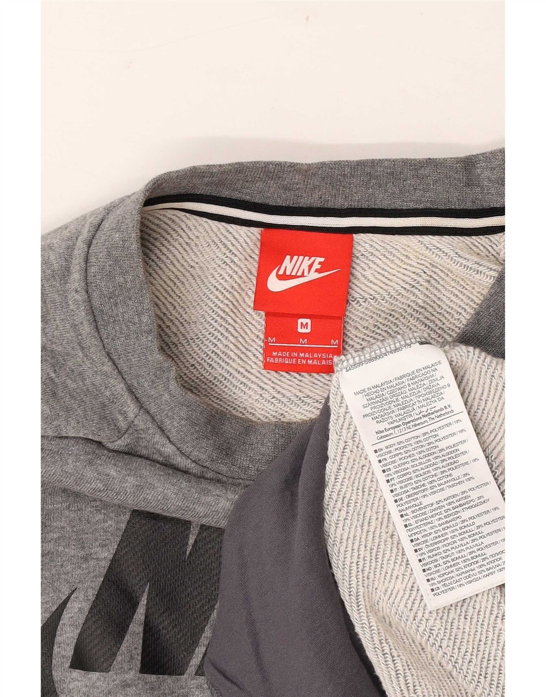 Nike Mens Graphic Sweatshirt Jumper Medium Grey Flecked Cotton