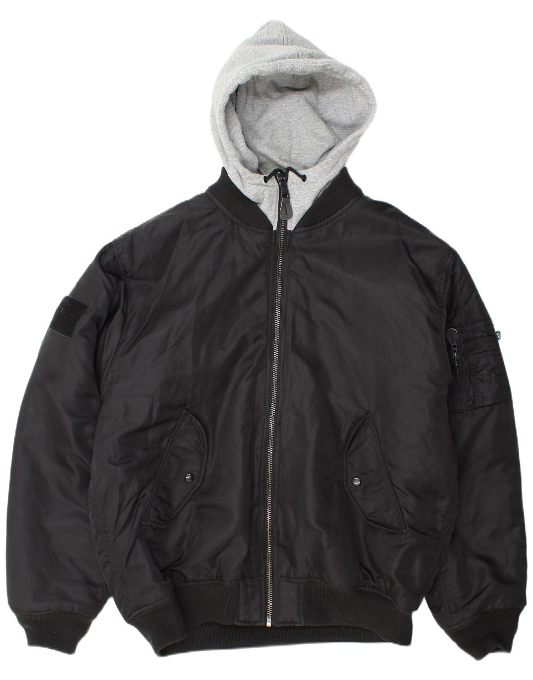 BRANDIT Mens Hooded Bomber Jacket UK 46 3XL Black Nylon